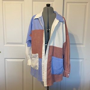 Corduroy color block button up